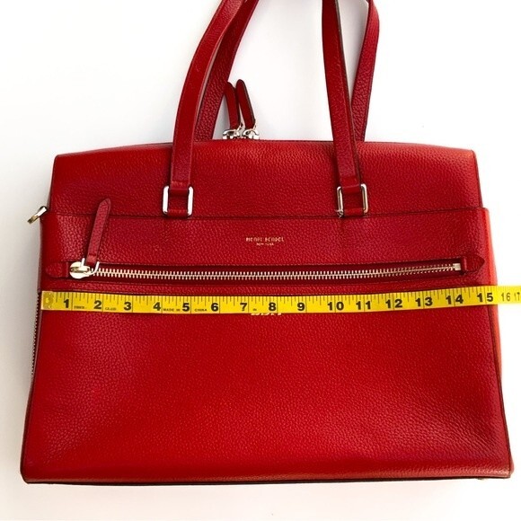 Henri Bendel Red Leather Satchel Briefcase Bag - Picture 11 of 16